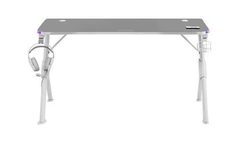 MGD140RGB, Mesa Ergonómica Gaming RGB, Soporte Auriculares y Bebida, Alfombrilla Ratón, 140x60cm, Blanco - Imagen 3