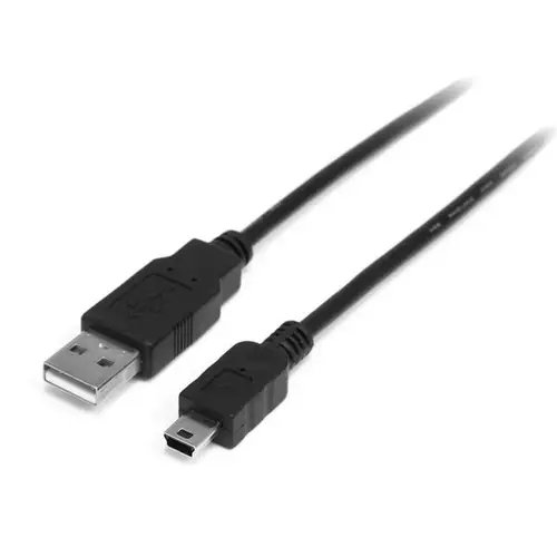 Cable USB de 1m para Cámara - 1x USB A Macho - 1x Mini USB B Macho - Adaptador Negro - Imagen 1