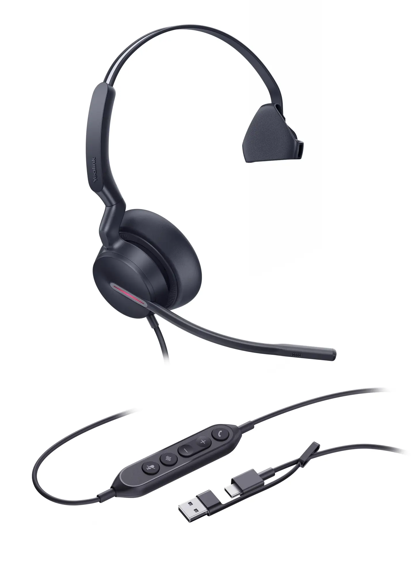 UH46 Mono USB-C/A Headset Auriculares Alámbrico Diadema Oficina/Centro de llamadas USB Type-C / USB Type-A Negro