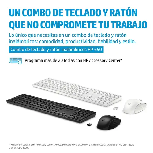 Combo de teclado y ratón inalámbricos 650, negro - Imagen 2