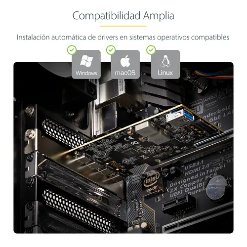 Tarjeta PCIe de 5 Puertos USB de 10Gbps 4x USB-C / 1x USB-A - Hub Concentrador Interno USB 3.2 de 10Gbps - Tarjeta PCI Express 4 Puertos USB Tipo C 1 Puerto USB-A - Windows/Mac/Linux - Imagen 12