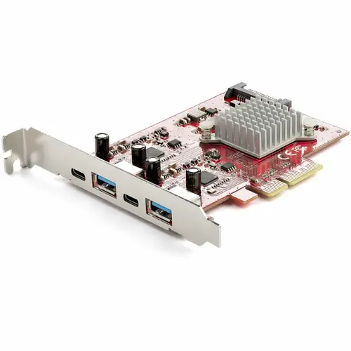 Tarjeta PCIe de 4 Puertos USB - Tarjeta de Expansión PCI Express USB de 10Gbps con 2 Controladores - 2 Puertos USB-C y 2 Puertos USB-A (USB 3.2 Gen 2) - Tarjeta PCI-e USB/USB-C - Imagen 1