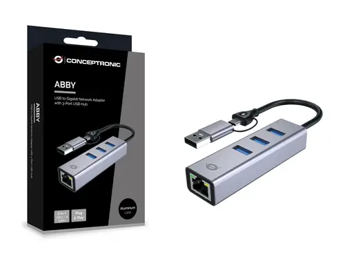 ABBY25G base para portátil y replicador de puertos Alámbrico USB 3.2 Gen 1 (3.1 Gen 1) Type-A + Type-C Gris - Imagen 6