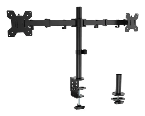 Soporte de mesa eco giratorio e inclinable para monitor/TV 10kg (3 Pivotes, 2 Brazos) de 17-32, Negro - Imagen 1