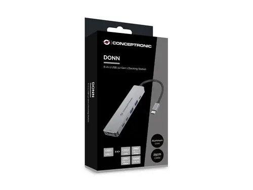 DONN33G base para portátil y replicador de puertos Alámbrico USB 3.2 Gen 1 (3.1 Gen 1) Type-C Plata - Imagen 8