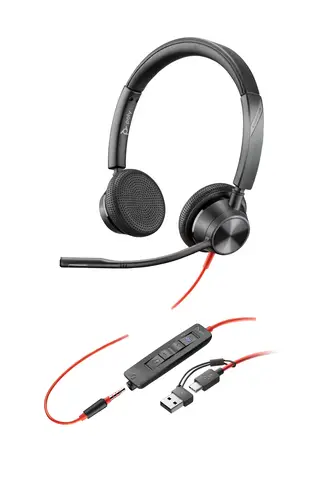Auriculares estéreo Blackwire 3325 con certificación Microsoft Teams USB-C + Conector de 3,5 mm + Adaptador USB-C/A - Imagen 5