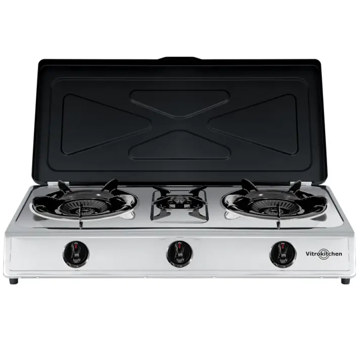 360IB hobs Negro, Acero inoxidable Encimera Encimera de gas 3 zon..