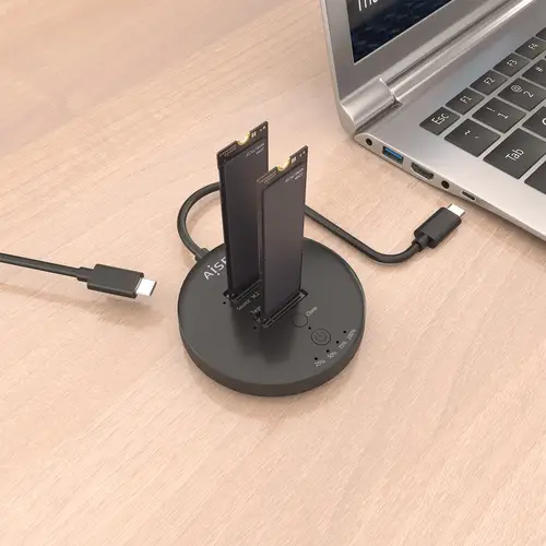AISENS Estacion De Docking De Doble Bahia NVME a USB 3 2 Gen2x2  Clone  Negro - Imagen 7