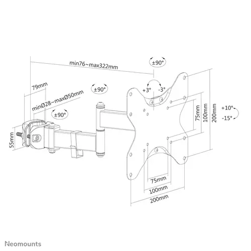 FL40-450BL12 Soporte de tubo para TV 23-42" - diá. 28-50 mm - movimiento completo - Imagen 13