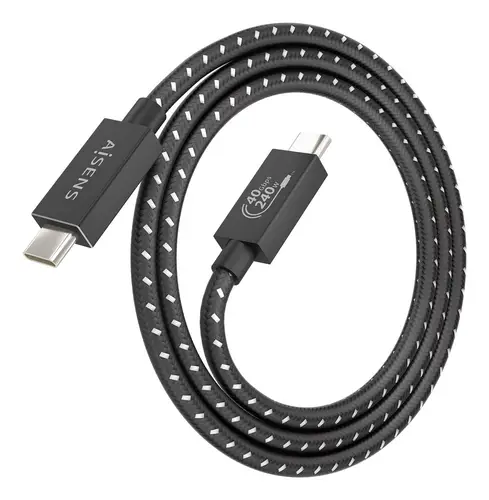 Cable USB4 Gen3x2 Aluminio 40Gbps 8K@60Hz 5A 48V 240W E-Mark, Tipo USB-C/M-USB-C/M, Negro, 1.0m - Imagen 2