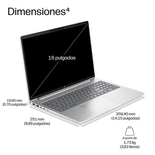 DU1C6AT ordenador portatil AMD Ryzen 7 250 Portátil 40,6 cm (16") WUXGA 32 GB LPDDR5x-SDRAM 512 GB SSD Wi-Fi 7 (802.11be) Windows 11 Pro Plata - Imagen 5