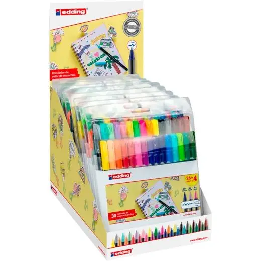 EDDING ROTULADOR 1200 PUNTA FINA CLÁSICO/NEÓN/PASTEL C/SURTIDOS EXPOSITOR 10 PACK 4-1200-30