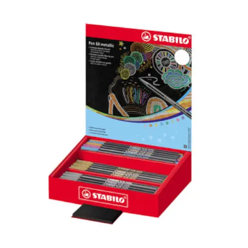 EXPOSITOR SOBREMESA 60 ROTULADORES PEN 68 METALLIC SURTIDOS STABILO 68/60-8/4