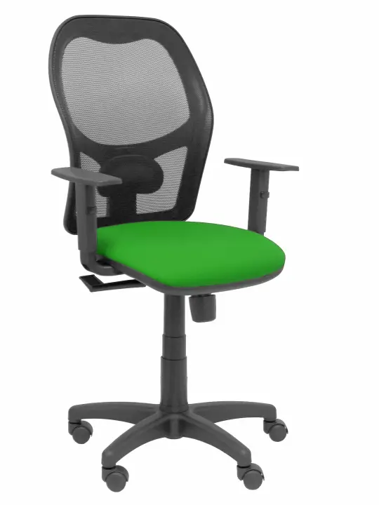 Silla Alocén malla negra asiento bali verde brazos regulables