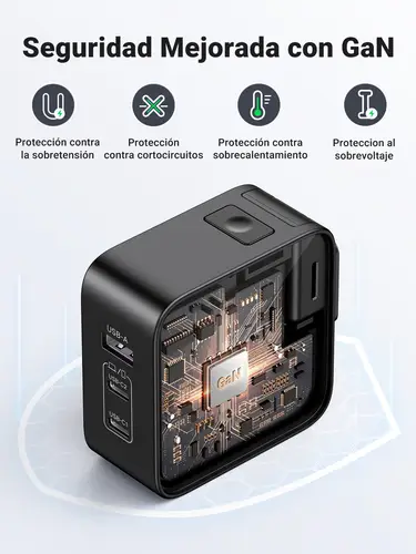 65W Nexode GaN Auriculares, Teléfono móvil, Portátil, Reloj inteligente, Tableta Gris USB Carga rápida Interior - Imagen 7