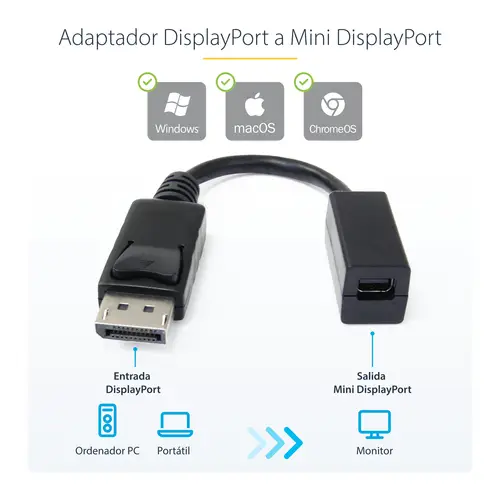 Cable de 15cm DisplayPort a Mini DisplayPort - de Vídeo 4K x 2K UHD - Cable de Extensión DP a mDP 1.2 - Imagen 4
