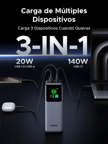 25000mAh 200W Fast Charging Powerbank Gris - Imagen 16