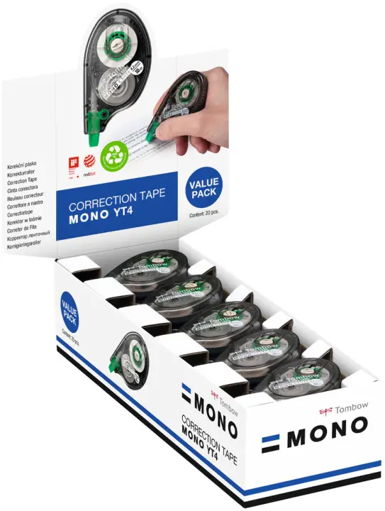 MONO YT4 20pcs corrección de películo/cinta 10 m Blanco 20 piez..