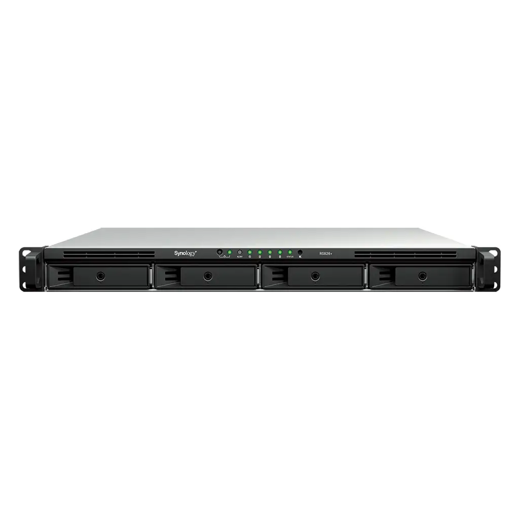 RackStation RS826+ servidor de almacenamiento NAS Bastidor (1U) AMD Ryzen V1500B 4 GB DDR4 0 TB DiskStation Manager Negro, Gris