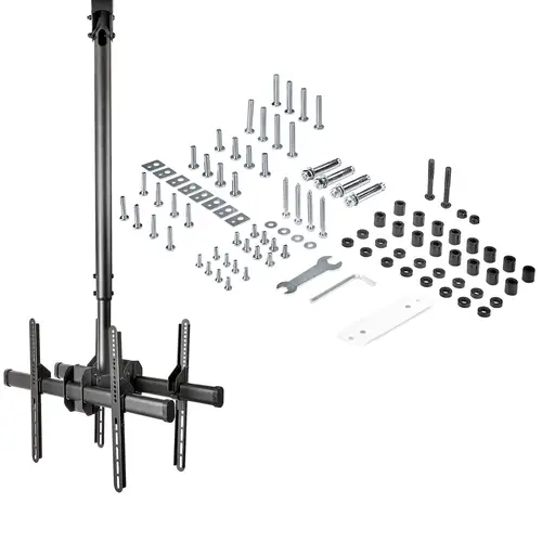 Soporte de Techo para 2 TV - Soporte de Cielo Raso para 2 TV de Espalda a Espalda con Mástil Telescópico Ajustable - Giro Inclinación y Rotación - Soporte VESA para Pantallas de 32" a 75" - Imagen 9
