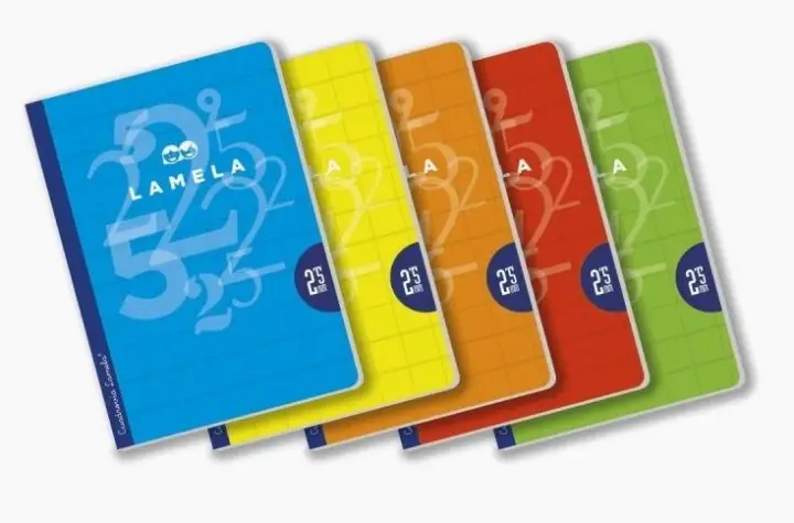 LAMELA LIBRETA GRAPADA 50H A4 70GR C/M CUADRÍCULA 4MM COLORES BÁSICOS SURTIDOS -5U-