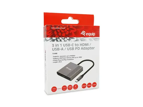Adaptador 3 en 1 USB-C a HDMI / USB-A / USB PD, 4K/60Hz, 100W USB PD - Imagen 6
