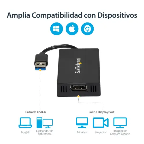 Adaptador USB 3.0 a DisplayPort 4K Ultra HD - Certificado por DisplayLink - Convertidor de Vídeo con Tarjeta Gráfica Externa - Mac y Windows - Imagen 10