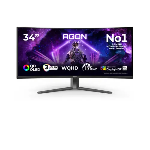 AGON PRO AG346UCD pantalla para PC 86,4 cm (34") 3440 x 1440 Pixeles Wide Quad HD QD-OLED Negro, Gris - Imagen 1