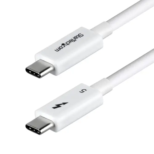 Cable Thunderbolt 5 Certificado de 80cm - 80Gbps/120Gbps - 8K60Hz - PD 240W - Cable Thunderbolt Certificado - Compatible con Thunderbolt 4/USB4/USB-C/USB Tipo C - Blanco - Imagen 1