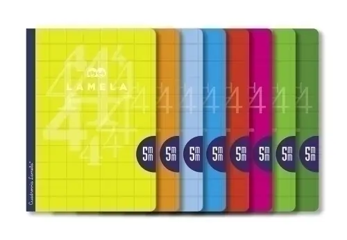 LAMELA LIBRETA GRAPADA 50H A4 90GR CUADRÍCULA 5MM CUBIERTA BÁSICA 5 C/SURTIDOS - Pack de 5 unidades