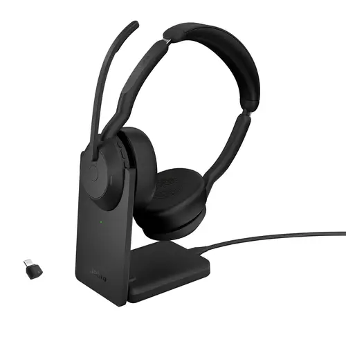 Evolve2 55 Auriculares Inalámbrico y alámbrico Diadema Oficina/Centro de llamadas Bluetooth Base de carga Negro - Imagen 1