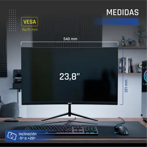 Monitor 24" 1ms FHD 120Hz VGA HDMI DP MM - Imagen 7