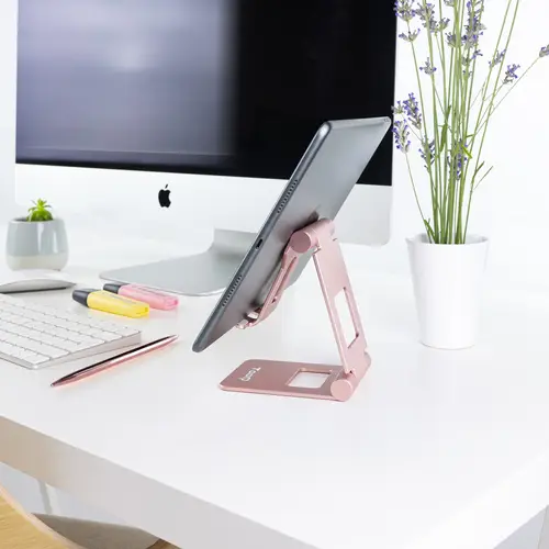 Soporte de sobremesa ajustable para teléfono / tablet hasta 10, Rosa Velvet - Imagen 10