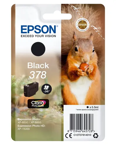 Squirrel Singlepack Black 378 Claria Photo HD Ink - Imagen 1