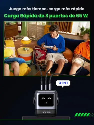 Nexode RG 65W 3-Port GaN Ordenador portátil, Teléfono móvil, Portátil, Batería portátil, Teléfono Gris Corriente alterna Carga rápida Interior - Imagen 8
