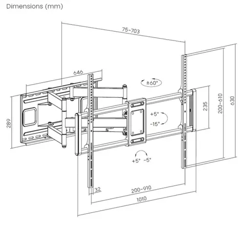 Soporte de pared articulado para TV de 37"-70 - Imagen 10