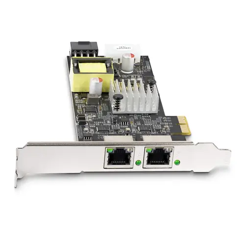 Tarjeta de Red Ethernet PCIe de 2 Puertos PoE de 2,5Gb - Tarjeta de Red NBASE-T - Adaptador LAN PCI Express - Intel I225-V Doble - PoE+ - 802.3af/at - Alimentado por LP4/PCIe de 8 Pines - Imagen 3