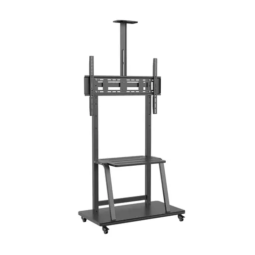 Soporte de Suelo ECO con Rueda, Bandeja para DVD y Soporte de Cámara para Monitor/TV 150Kg de 37-100, Negro - Imagen 1
