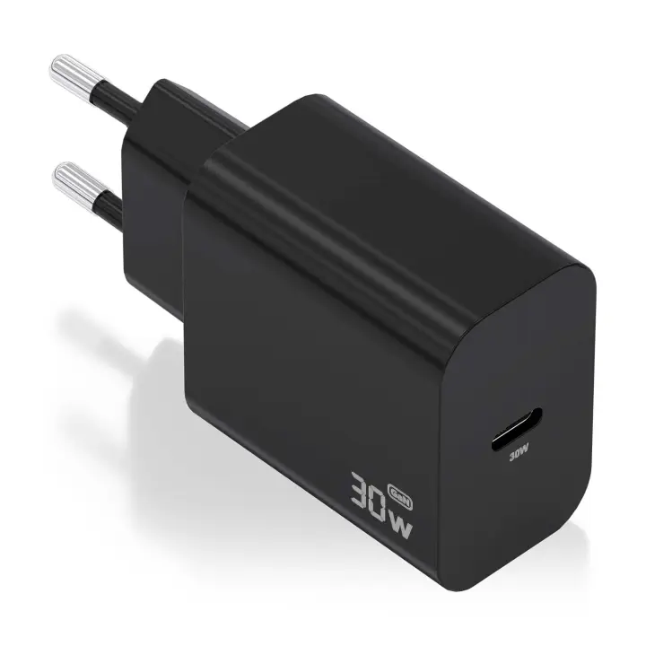 Cargador GaN 30W, 1xUSB-C PD3.0, Negro
