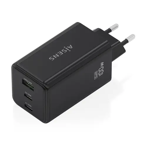 Cargador GaN 100W, 2x USB-C PD3.0 QC4.0 QC5.0, 1x USB-A QC3.0, Negro - Imagen 2
