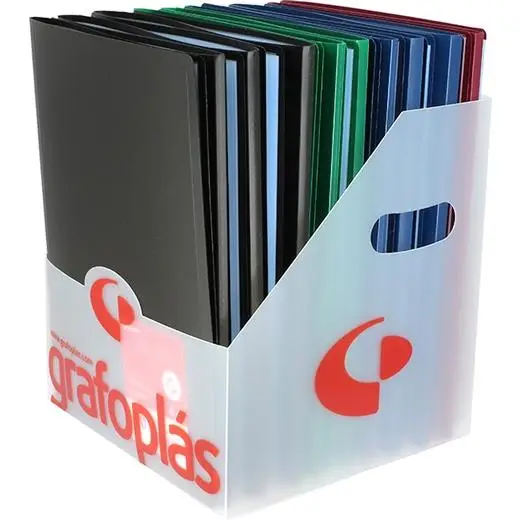GRAFOPLÁS CARPETA CON FUNDAS POLIPLÁS SOLDADAS FOLIO PP SEMIRÍGIDO OPACO C/SURTIDOS EXPOSITOR 20 UD