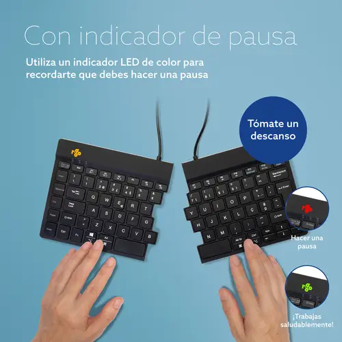 Teclado ergonómico R-Go Split Break con software de pausa, teclado dividido ergonómico, QWERTY (PT), bluetooth, negro - Imagen 11