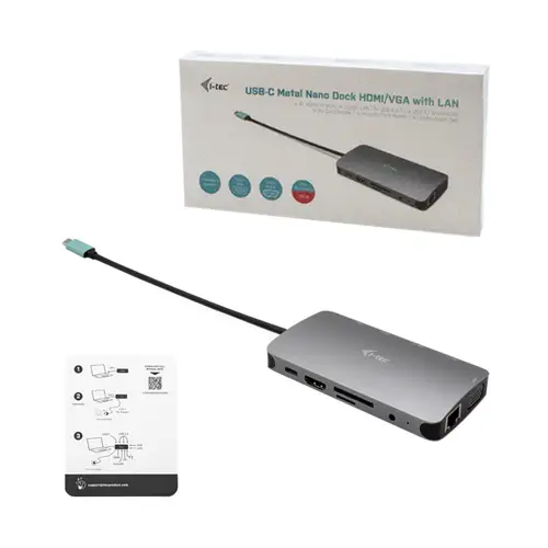 USB-C Metal Nano Dock HDMI/VGA with LAN + Charger 112W - Imagen 5