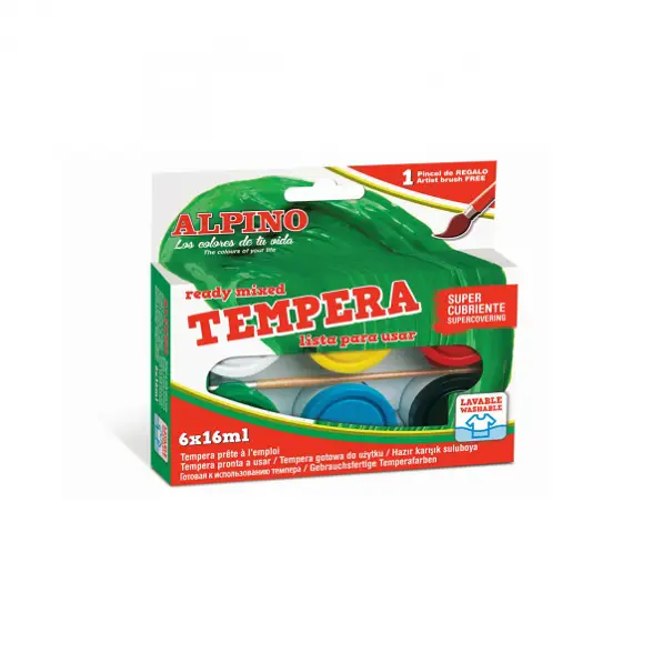 DM010918 tempera Negro, Azul, Verde, Rojo, Blanco, Amarillo 16 ml..