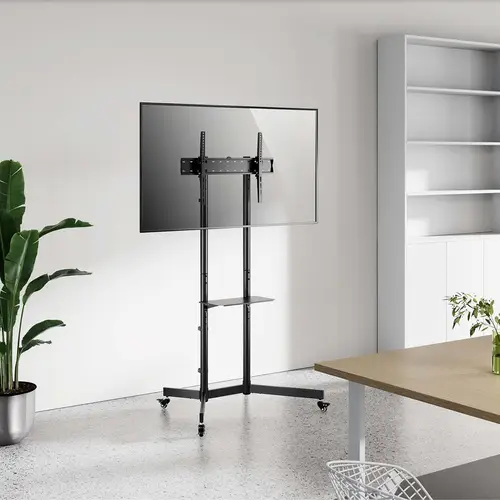 Soporte De Suelo Eco Con Rueda, Bandeja Para DVD Para Monitor/TV 45kg De 37-70, Negro - Imagen 6