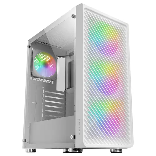 MC-F, Semitorre Gaming ATX, Ventana Completa Cristal Templado, Frontal Metal-Mesh, 4X Ventiladores ARGB 120mm, Blanco - Imagen 1