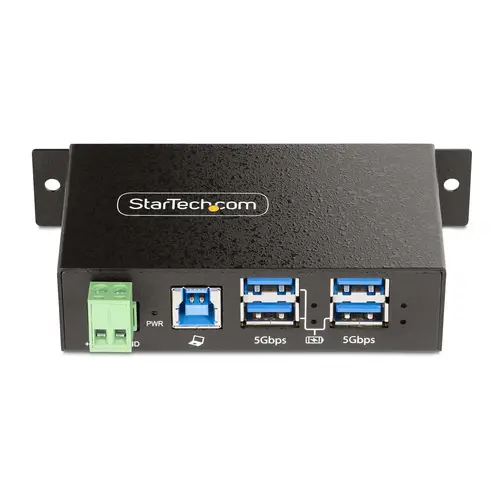 Hub USB Industrial de 4 Puertos Gestionado - Servicio Pesado - Caja de Metal - Protección ESD y Sobretensión - Montaje DIN, Pared, Escritorio - USB 3.2 Gen 1 5Gbps - Imagen 3