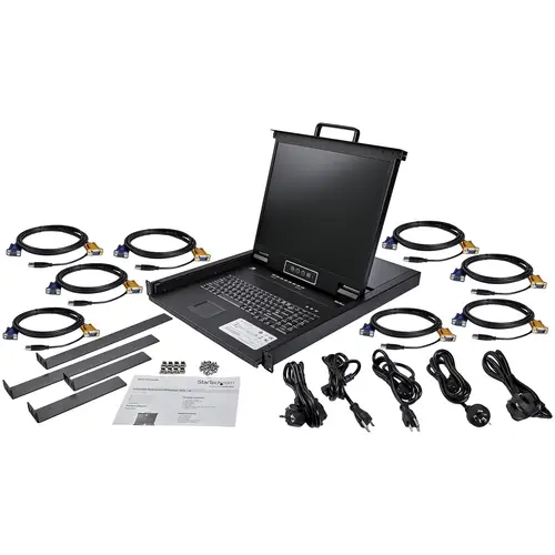 Consola KVM de 8 puertos para Montaje en Rack - Teclado QWERTY - con Cables de 1,8m - Conmutador KVM con Monitor LCD de 19" - Switch KVM LCD 1U OSD - 50.000 MTBF - USB + VGA - Imagen 6