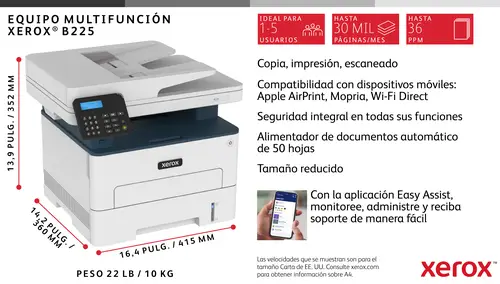 B225 A4 34 ppm Inalámbrica a doble cara Copia/impresión/escaneado PS3 PCL5e/6 ADF 2 bandejas Total 251 hojas - Imagen 7