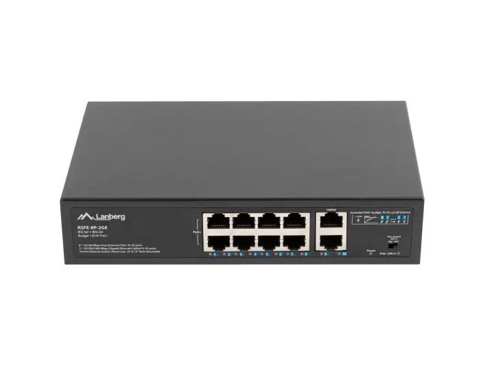 RSFE-8P-2GE-120 switch No administrado Gigabit Ethernet (10/100/1000) Energía sobre Ethernet (PoE) 1U Negro